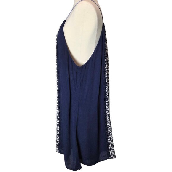 Anthropologie THML Dress Embroidered Blue Medium Stretch Lined Tassel Pull Over - Picture 3 of 9